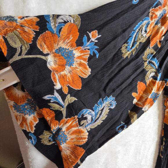 Patrons of Peace SzM Fall color Florals Open Front Kimono. Crinkled  fabric Boho - Picture 14 of 14